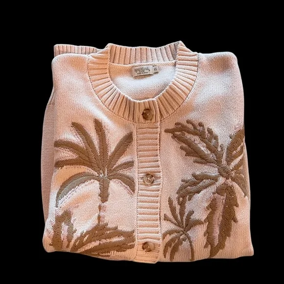 Spartina 449 Marlena Embroidered Cardigan Alabaster Palms - Picture 7 of 9